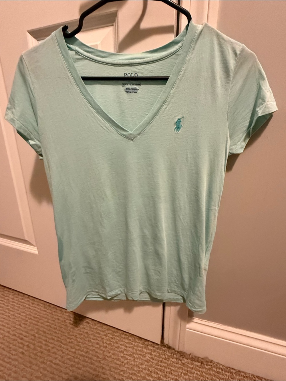 Polo by Ralph Lauren Short Sleeve V-Neck Tee in Mint Green